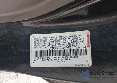 1997 Toyota Tercel Limited Edition z USA, uszkodzony, nr VIN JT2AC52L3V0252955